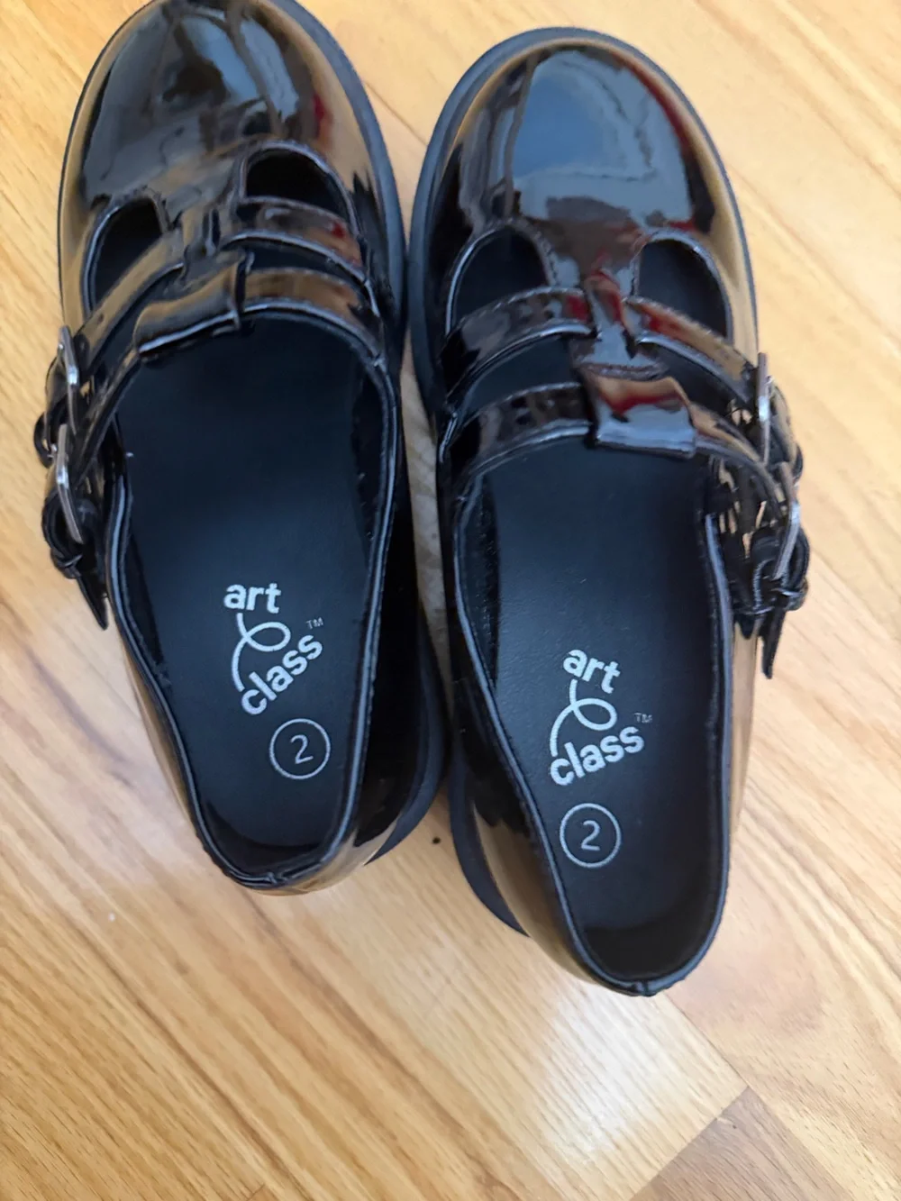 art class Black Patent Double-Strap Mary Jane Loafers